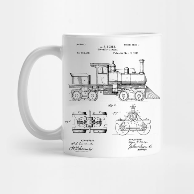 Locomotive engine 1891 Patent Locomotive Blueprint locomotive engine Patent by Anodyle